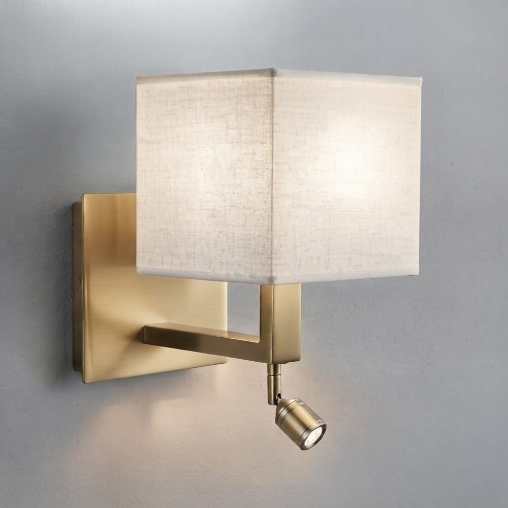 Elizabeth Wall Light with LED Reading Light in Satin Brass
