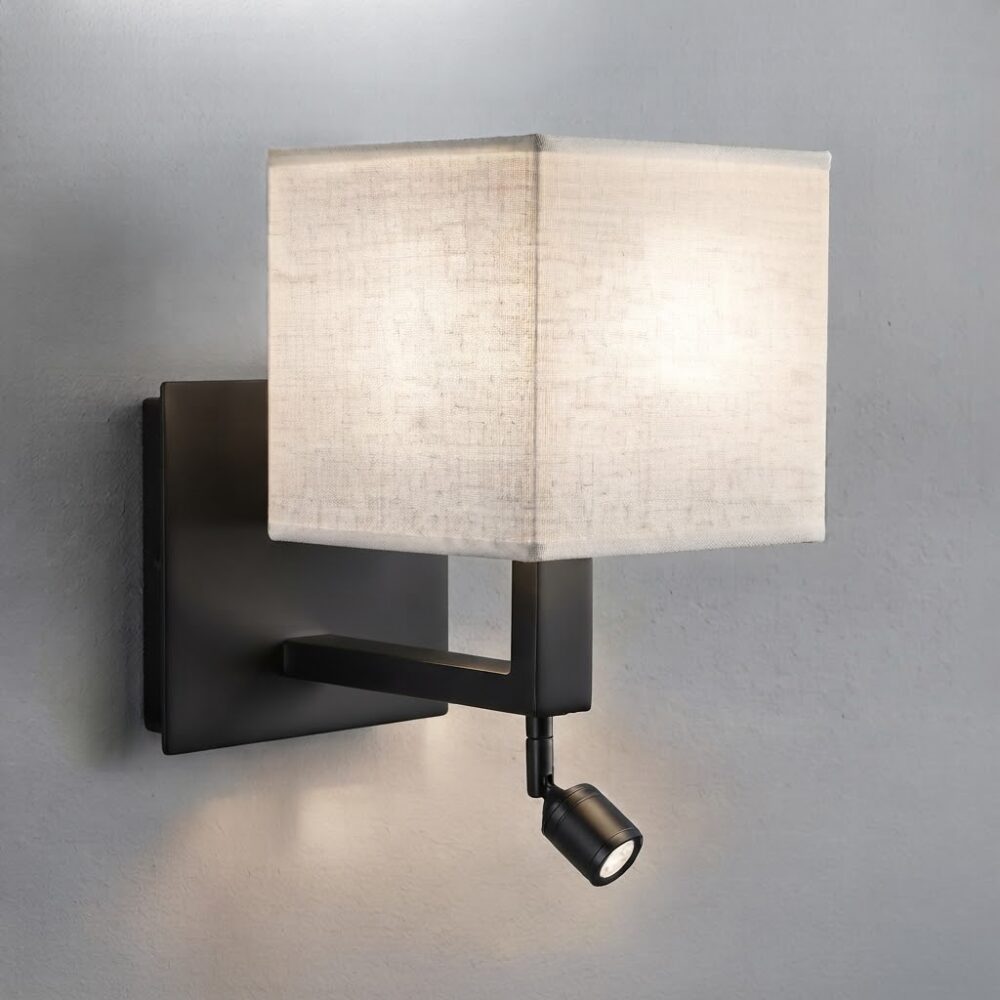 Elizabeth Wall Light with LED Reading Light in Matt Black