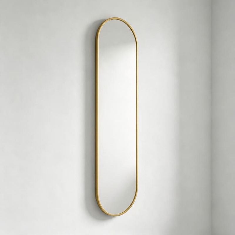 Non-illuminated Oblong Mirror in Satin Brass