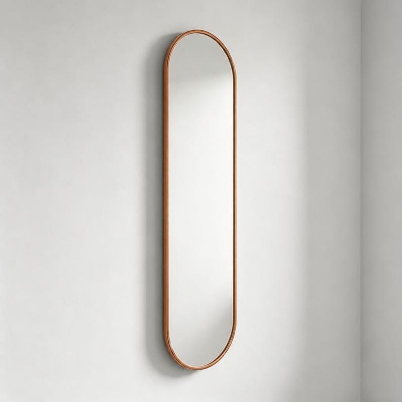 Non-illuminated Oblong Mirror in Polished Copper