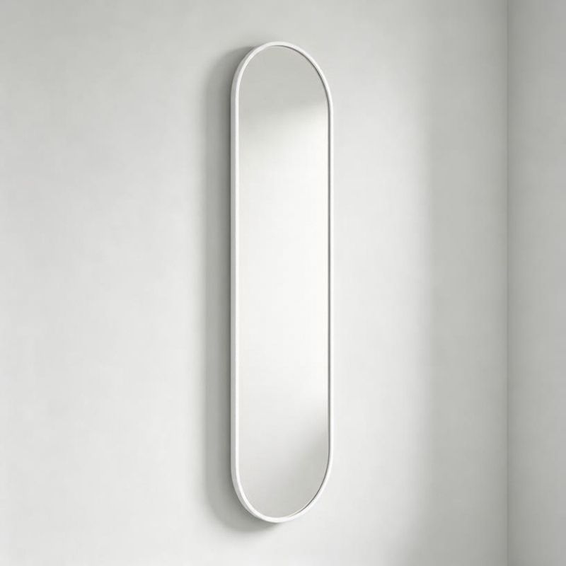 Non-illuminated Oblong Mirror in Matt White