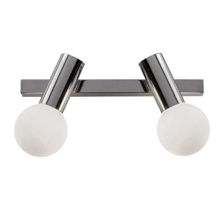 IP44 Polished Chrome Twin Wall Light with Opal Glass Globes R&S Robertson