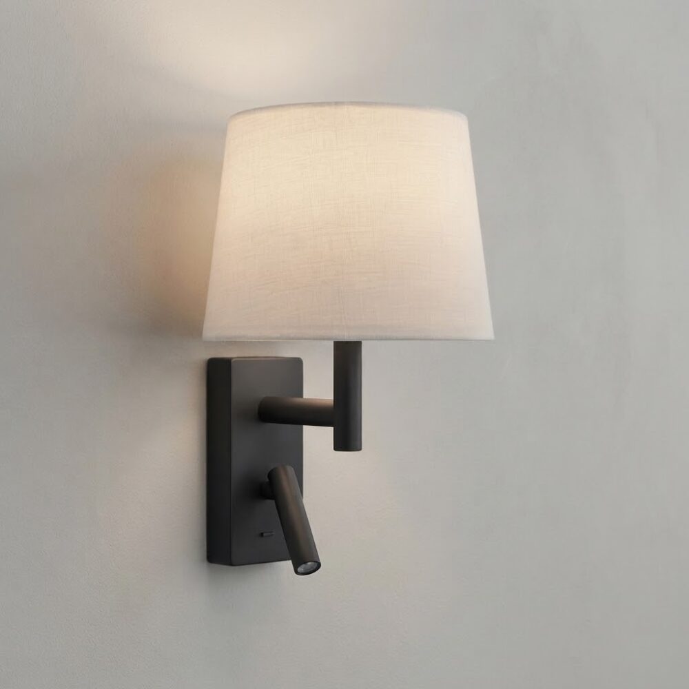 Elbow Wall Light with Reading Light in Black