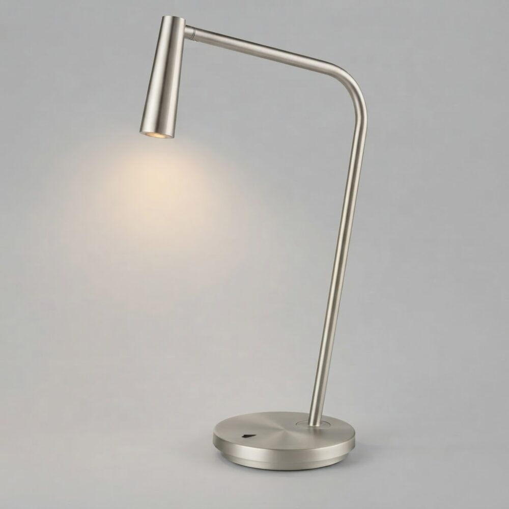 Candle LED Desk Lamp in Satin Nickel