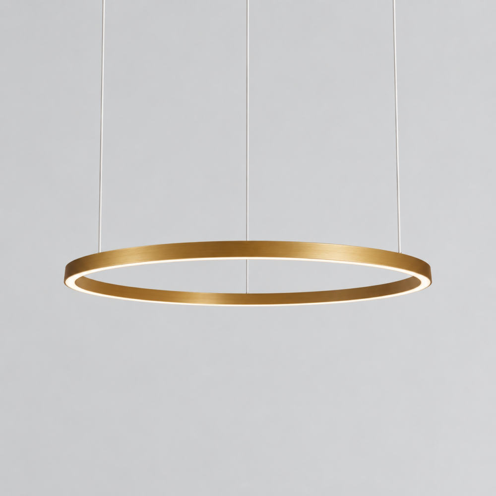 Circle LED Pendant with Downward Emission in Matt Gold
