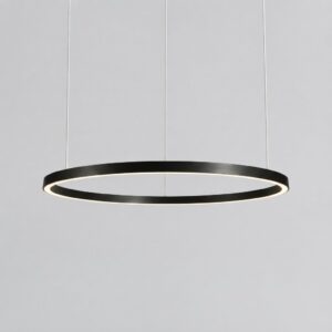 Circle LED Pendant with Downward Emission in Black