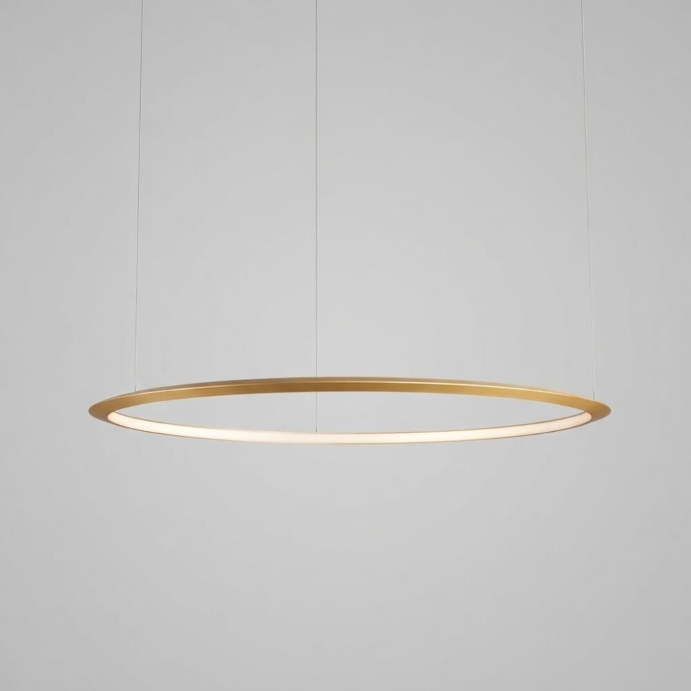 Circle LED Pendant with Inward Emission in Matt Gold
