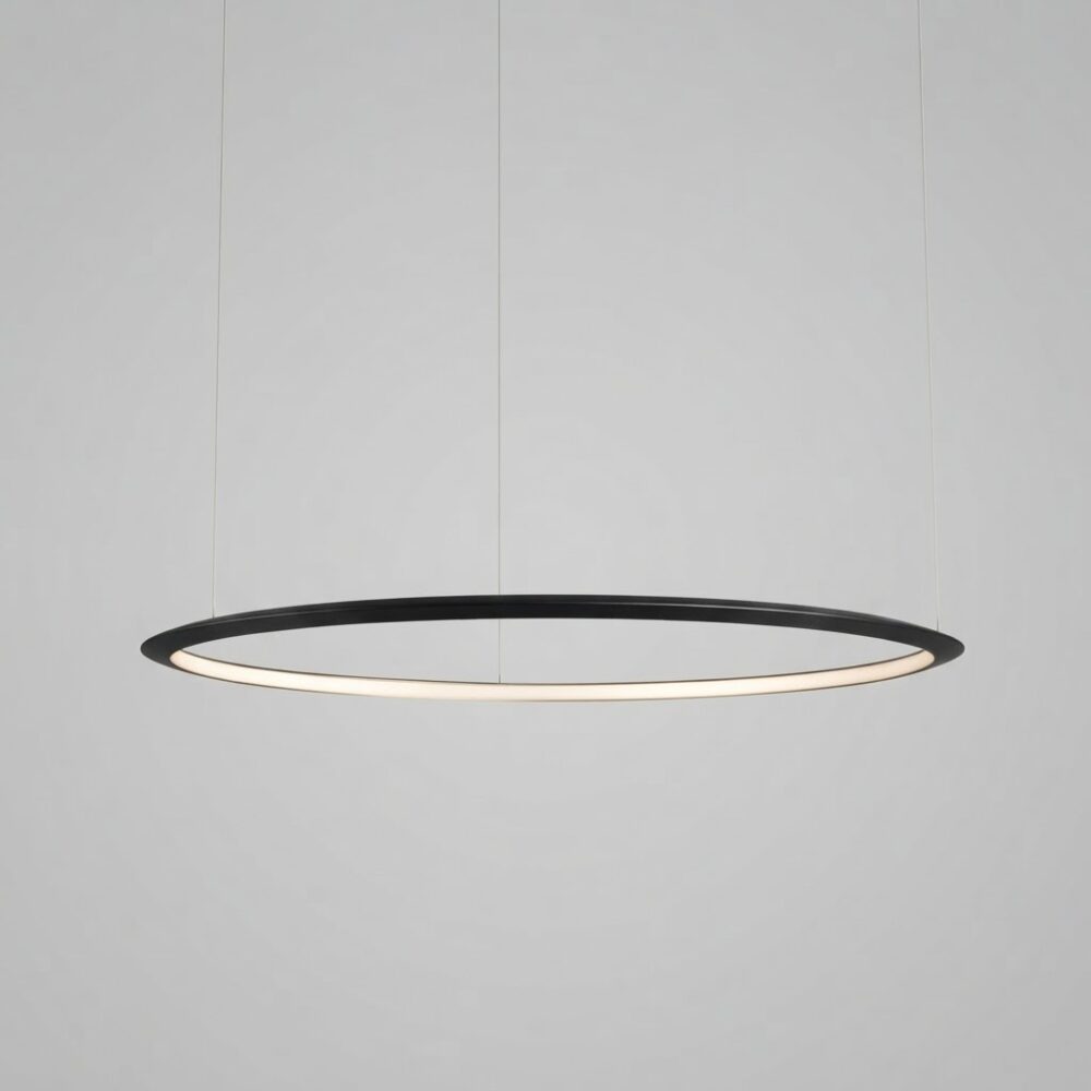 Circle LED Pendant with Inward Emission in Black