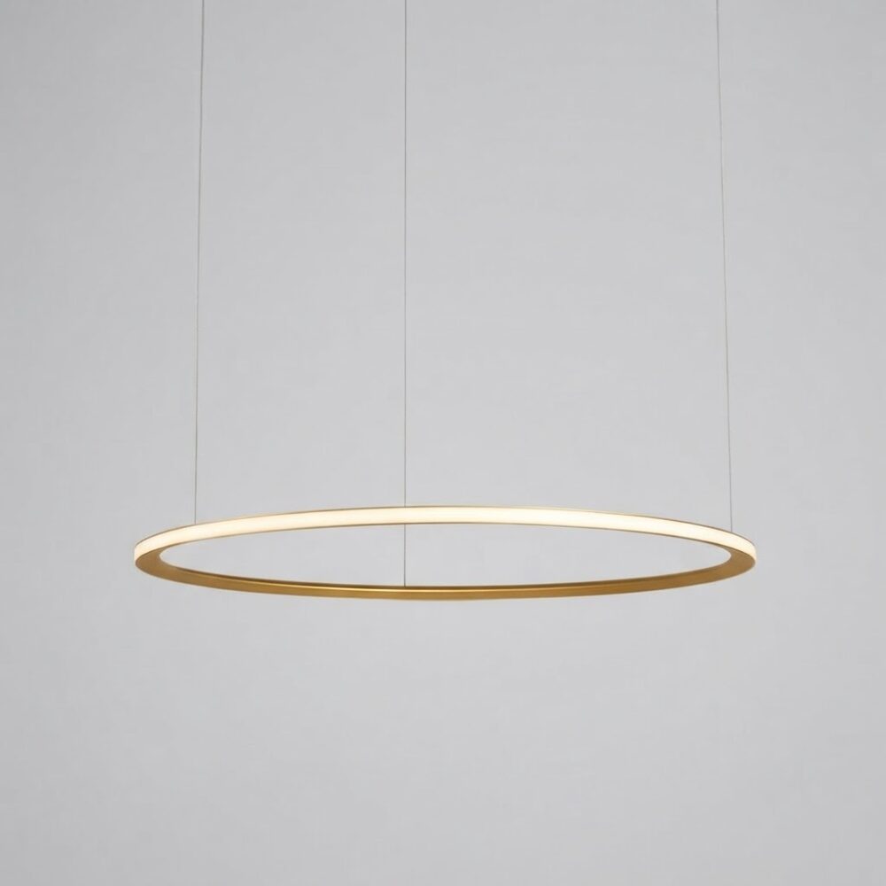 Circle LED Pendant with Outward Emission in Matt Gold