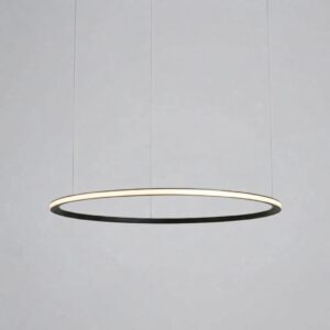 Circle LED Pendant with Outward Emission in Black