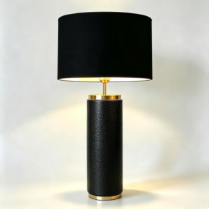 Croc Ceramic Table Lamp in Black + Brushed Brass