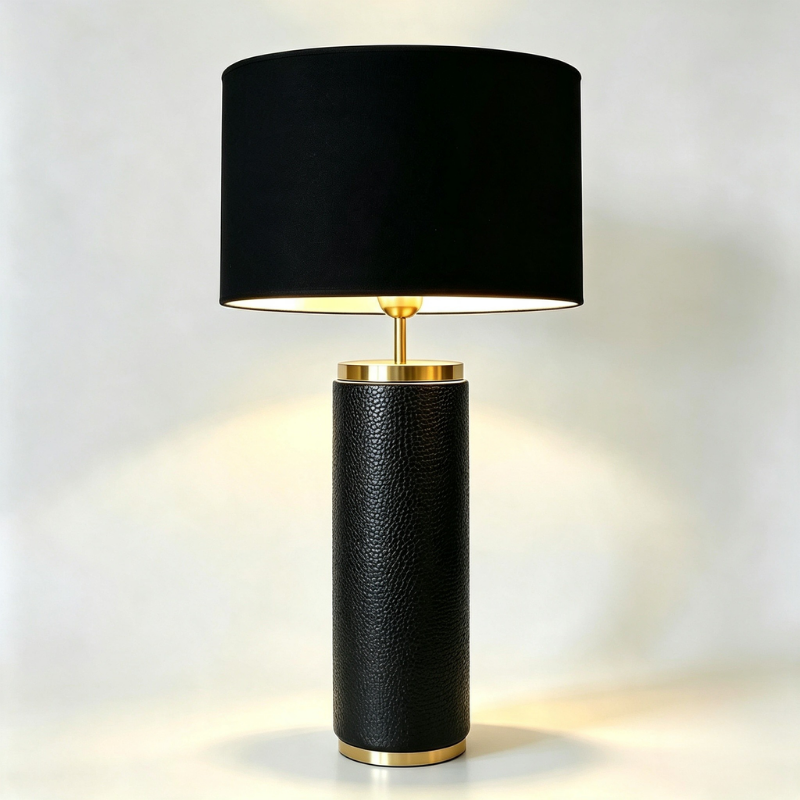 Croc Ceramic Table Lamp in Black + Brushed Brass