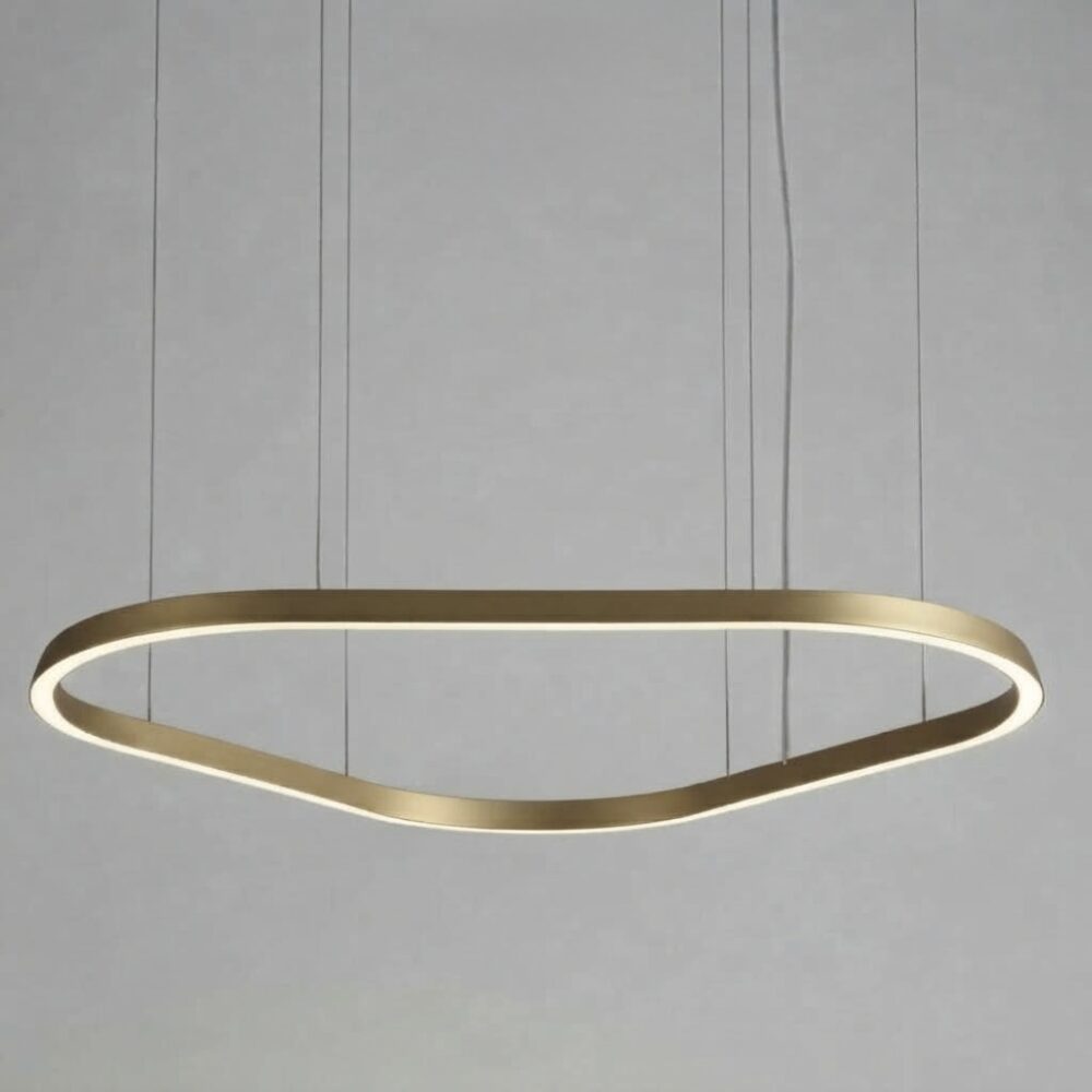Triangle LED Pendant With Downward Emission in Matt Gold