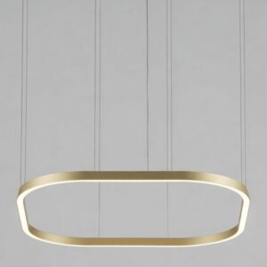 Square LED Pendant With Downward Emission in Matt Gold