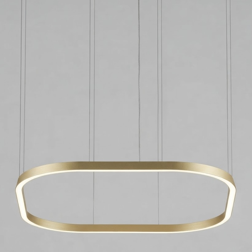 Square LED Pendant With Downward Emission in Matt Gold