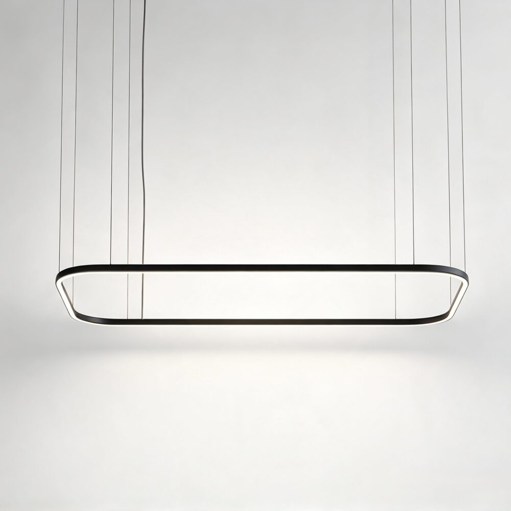 Rectangle LED Pendant With Downward Emission in Black
