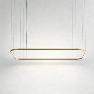Rectangle LED Pendant With Downward Emission in Matt Gold