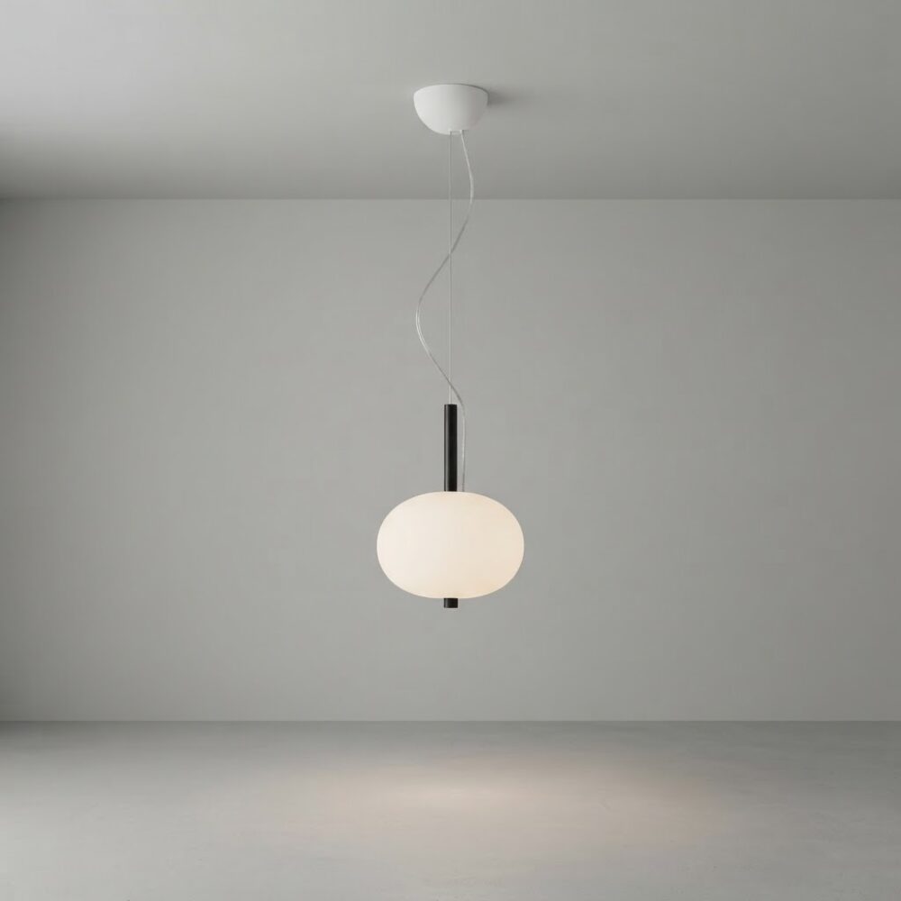 Small Apple LED Pendant in Dark Ash Wood