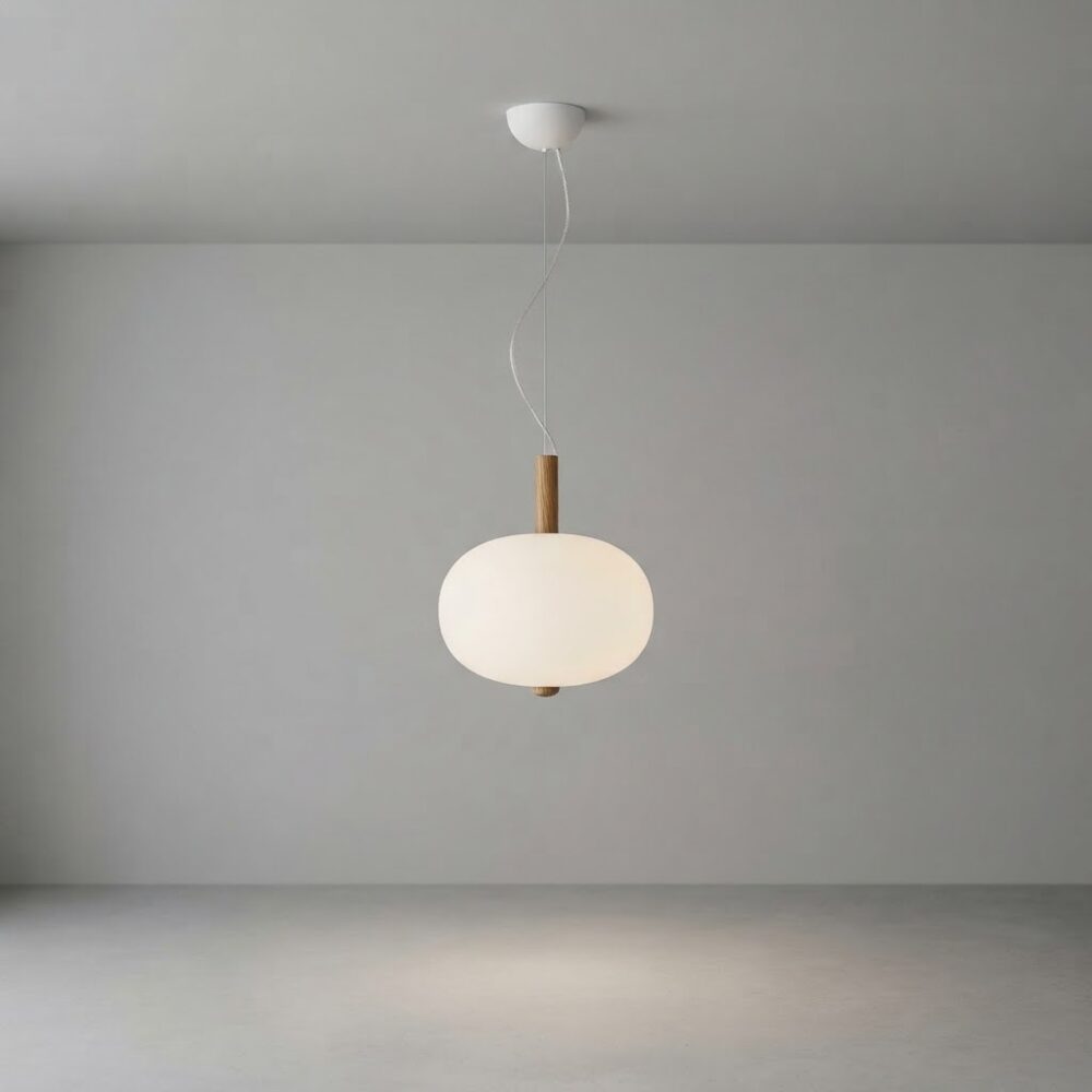Medium Apple LED Pendant in Light Ash Wood