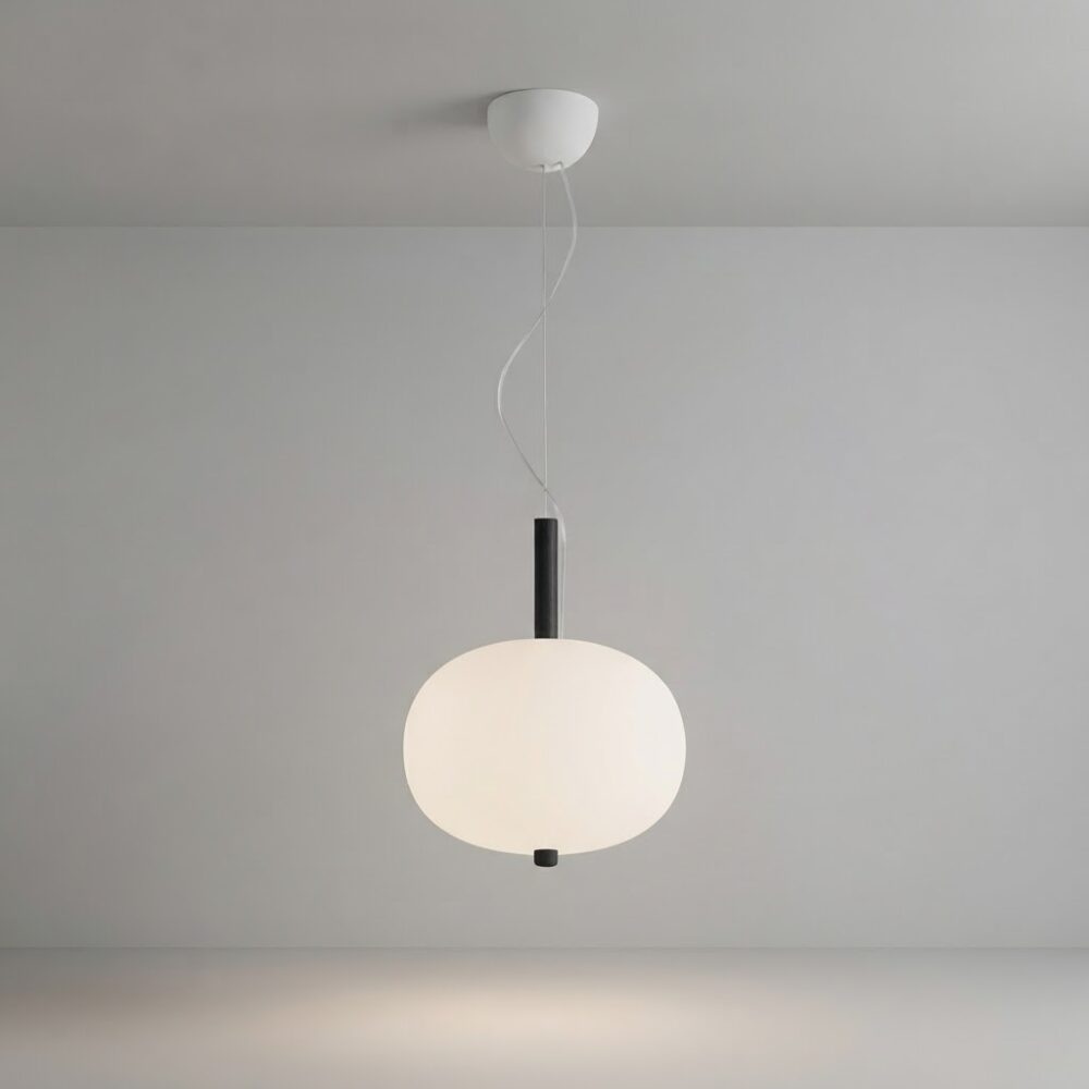 Large Apple LED Pendant in Dark Ash Wood