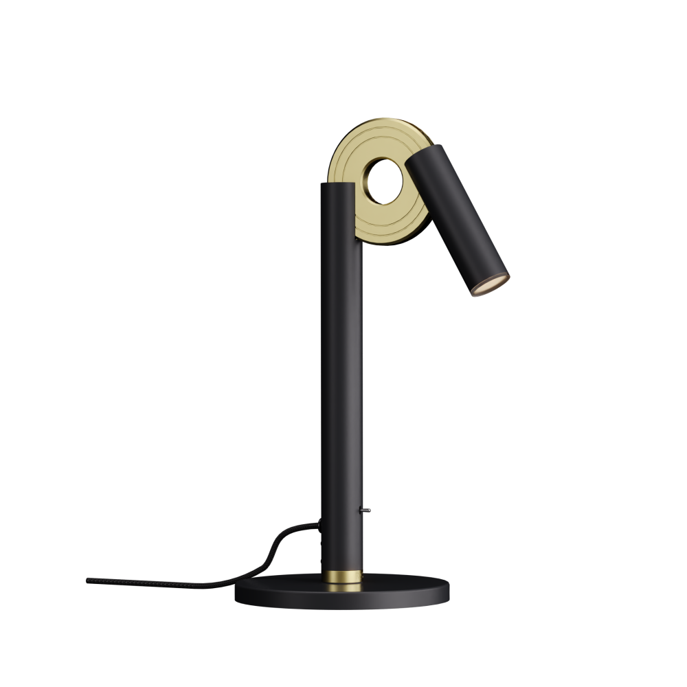 Paris Desk Lamp in Super Matt Black and Satin Brass