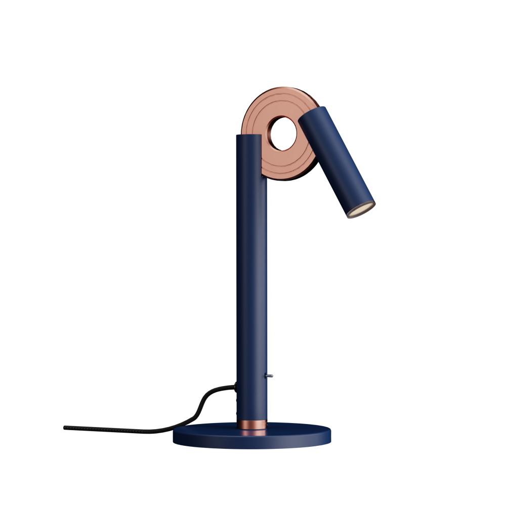 Paris Desk Lamp in Cobalt Blue and Satin Copper