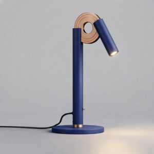 Paris Desk Lamp in Cobalt Blue and Satin Copper