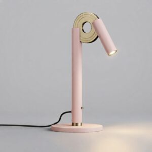 Paris Desk Lamp in Light Pink and Satin Brass