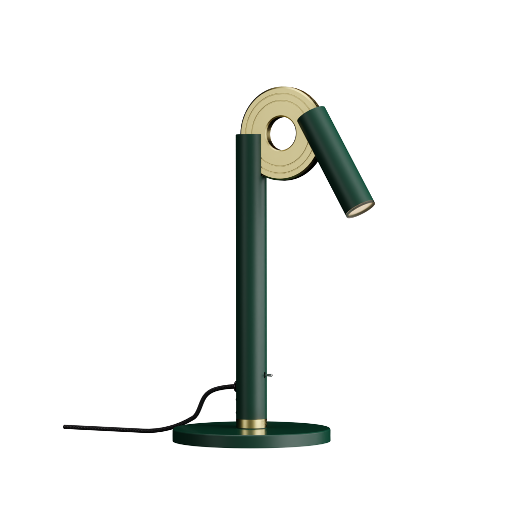 Paris Desk Lamp in Moss Green and Satin Brass