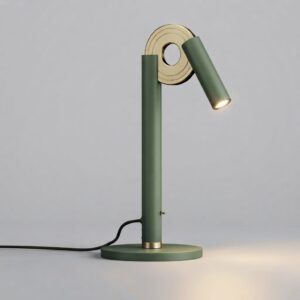 Paris Desk Lamp in Moss Green and Satin Brass