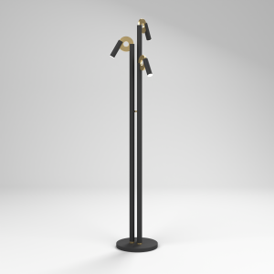 Paris Floor Lamp in Super Matt Black and Satin Brass