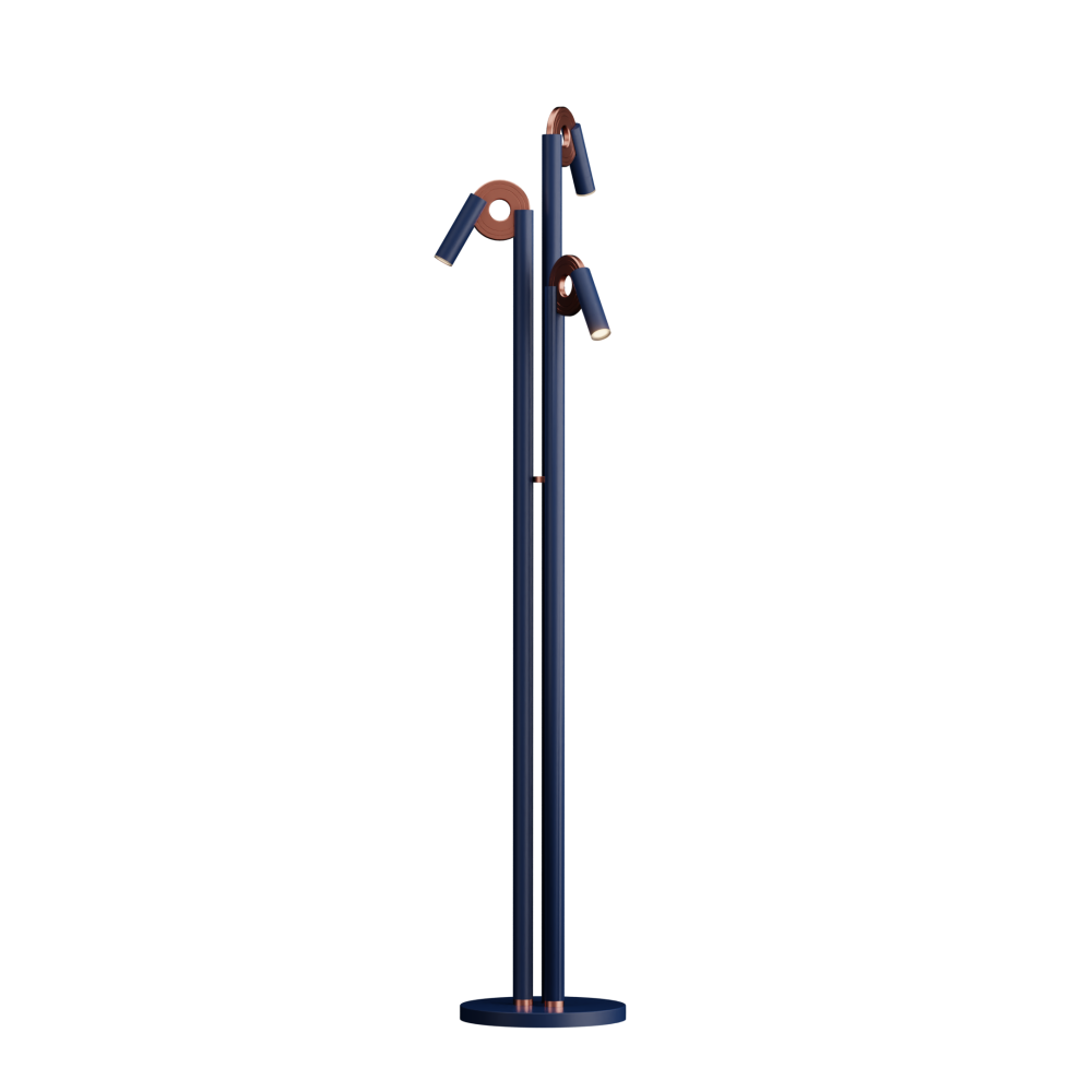 Paris Floor Lamp in Cobalt Blue and Satin Copper