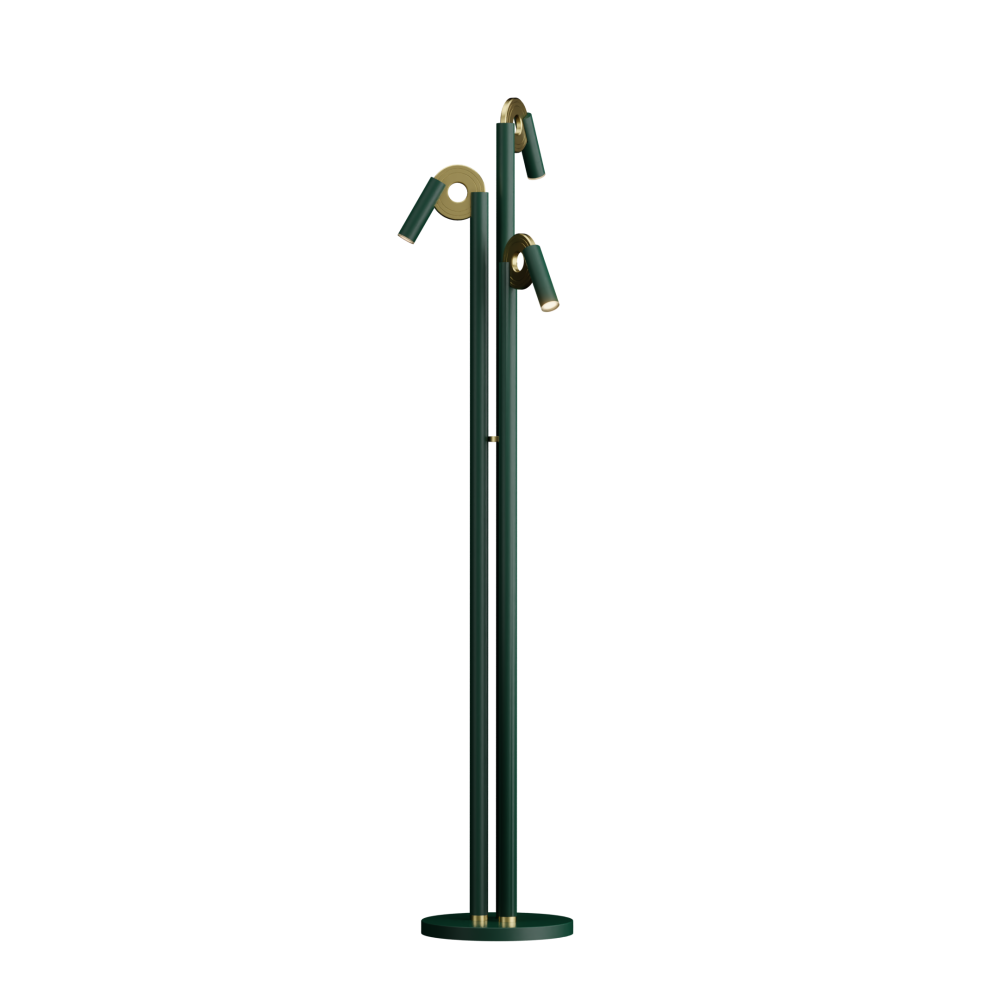 Paris Floor Lamp in Moss Green and Satin Brass