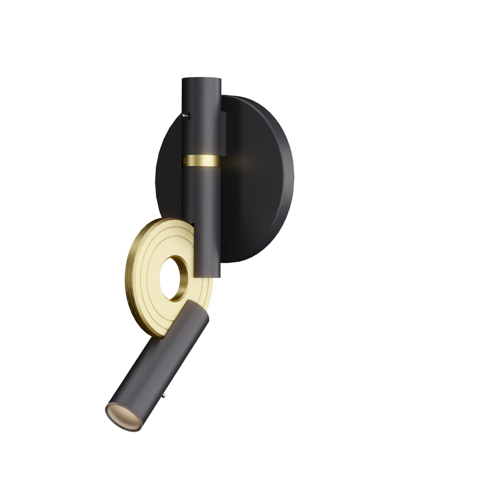 Paris LED Reading Light in Super Matt Black and Satin Brass