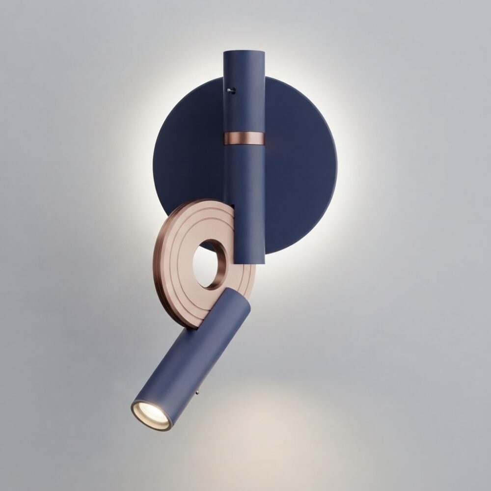Paris LED Reading Light in Cobalt Blue and Satin Copper