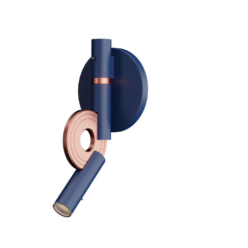 Paris LED Reading Light in Cobalt Blue and Satin Copper