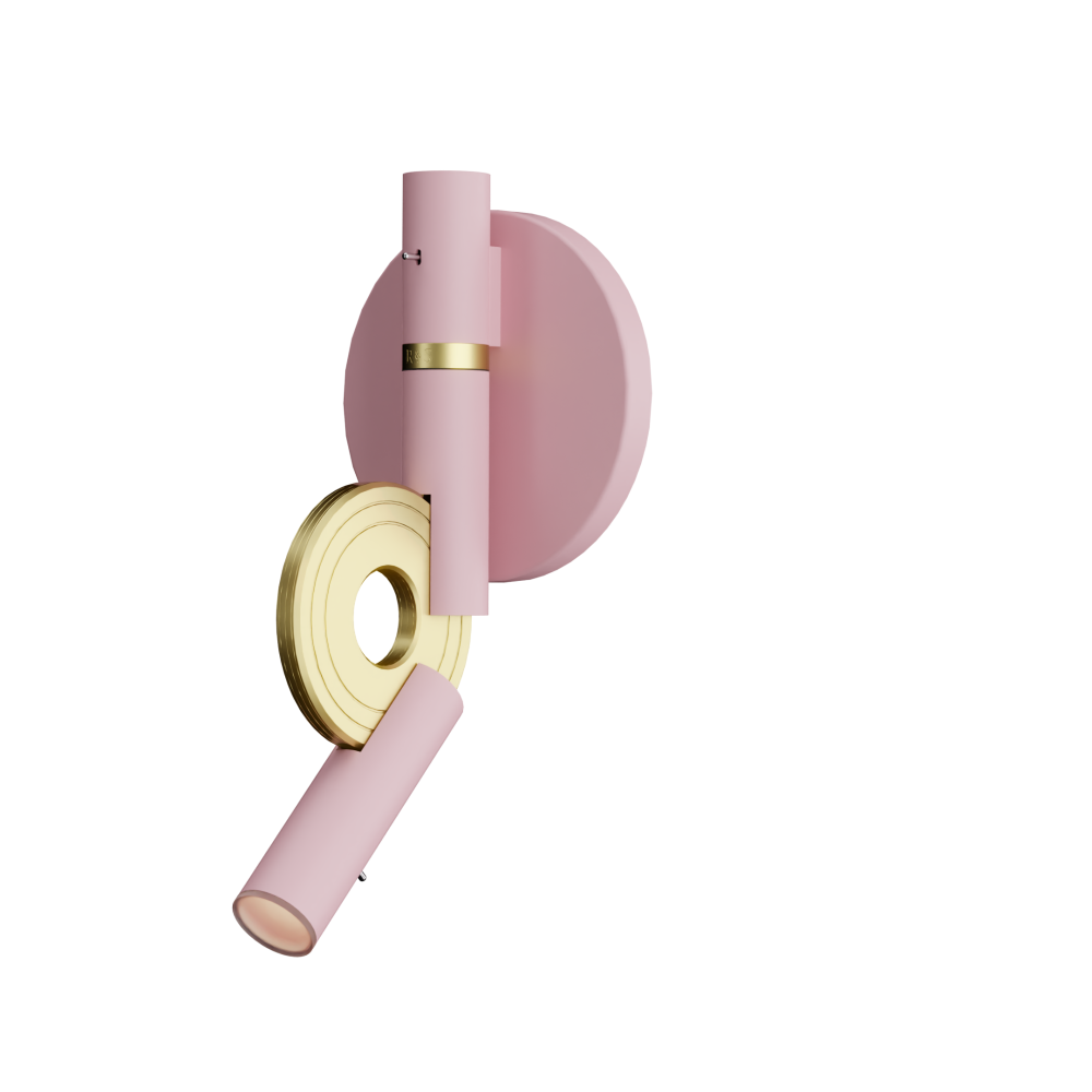 Paris LED Reading Light in Light Pink and Satin Brass