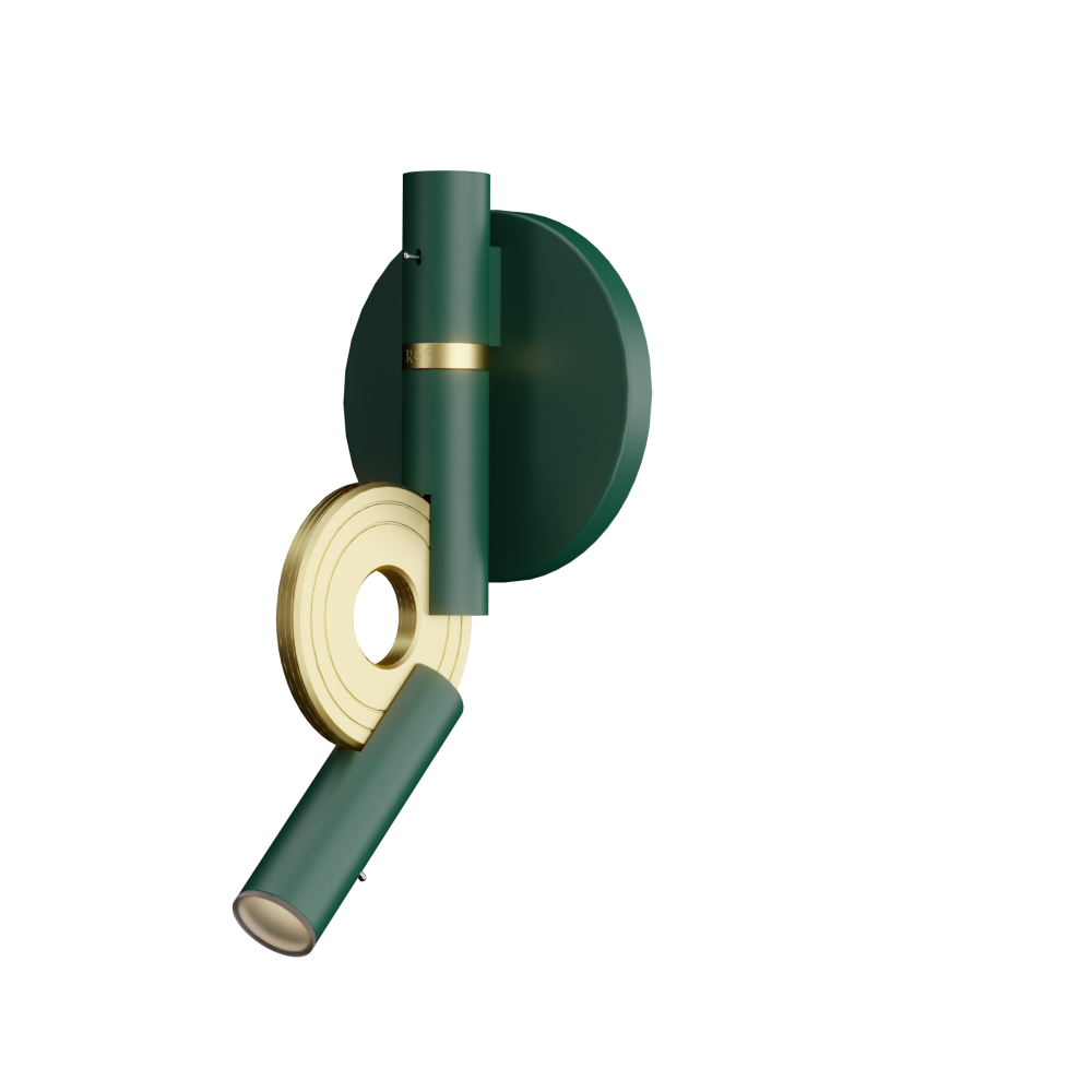 Paris LED Reading Light in Moss Green and Satin Brass