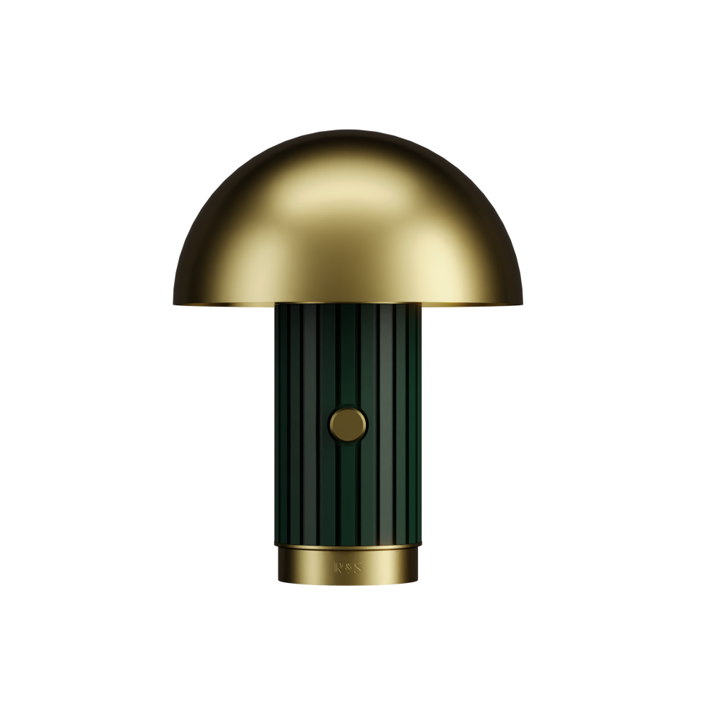 Phi Table Lamp in Moss Green and Satin Brass