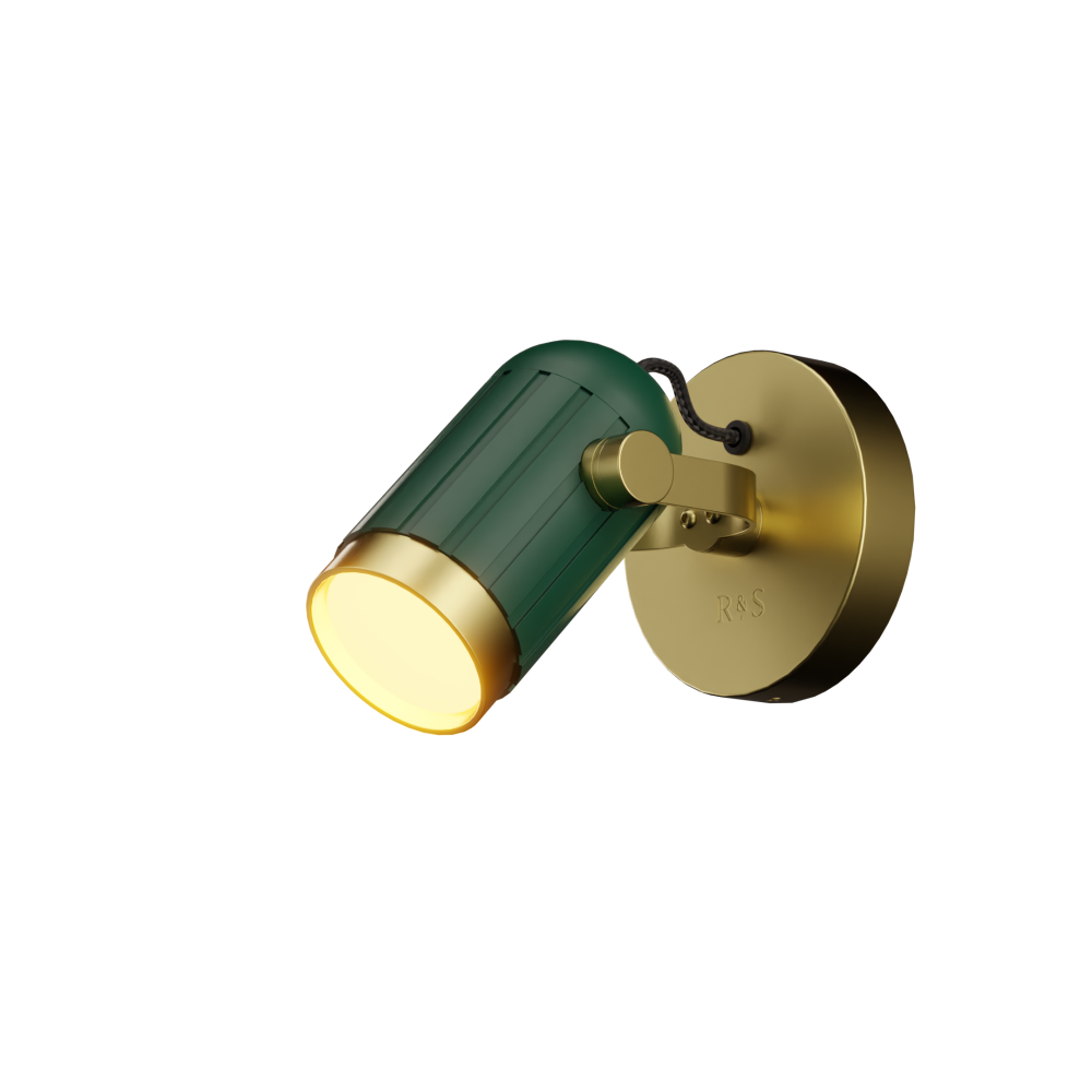 Phi Spotlight in Moss Green and Satin Brass