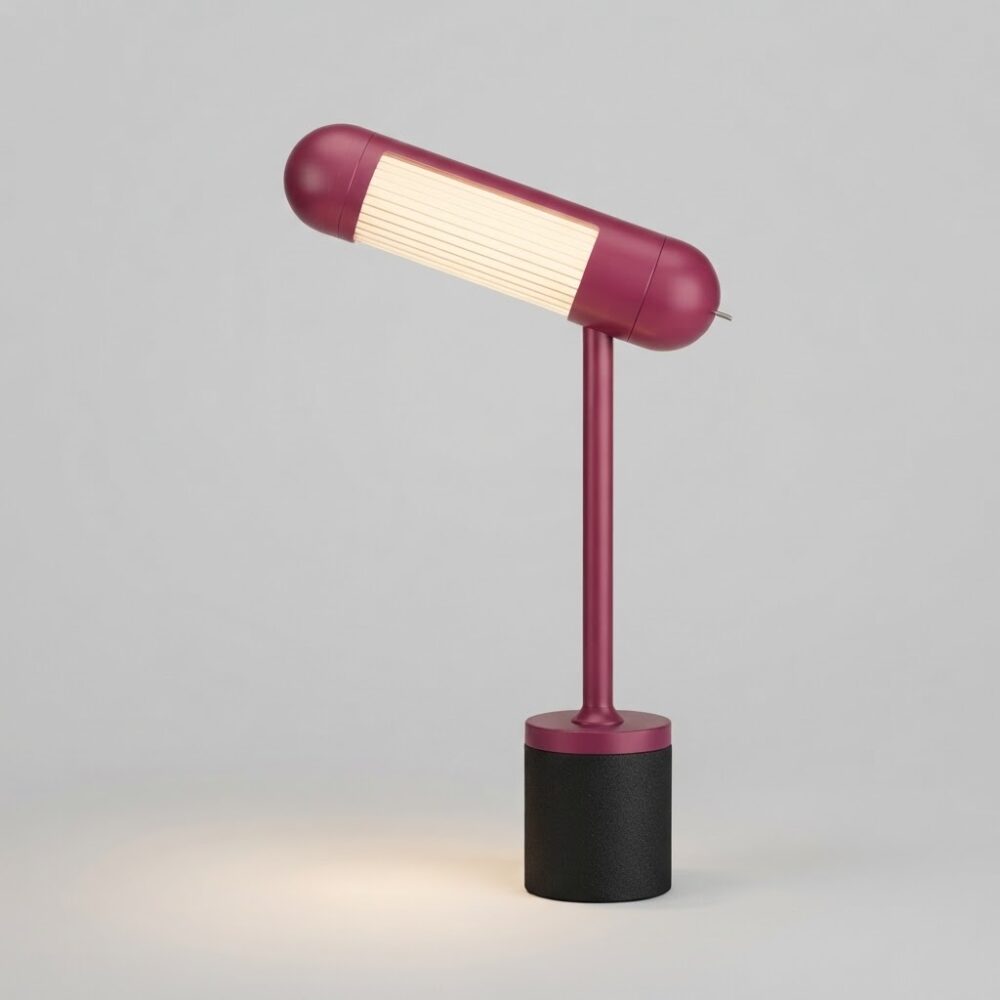 Hudson LED Desk Lamp in Telemagenta and Textured Black