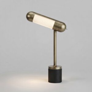 Hudson LED Desk Lamp in Burnished Brass and Textured Black