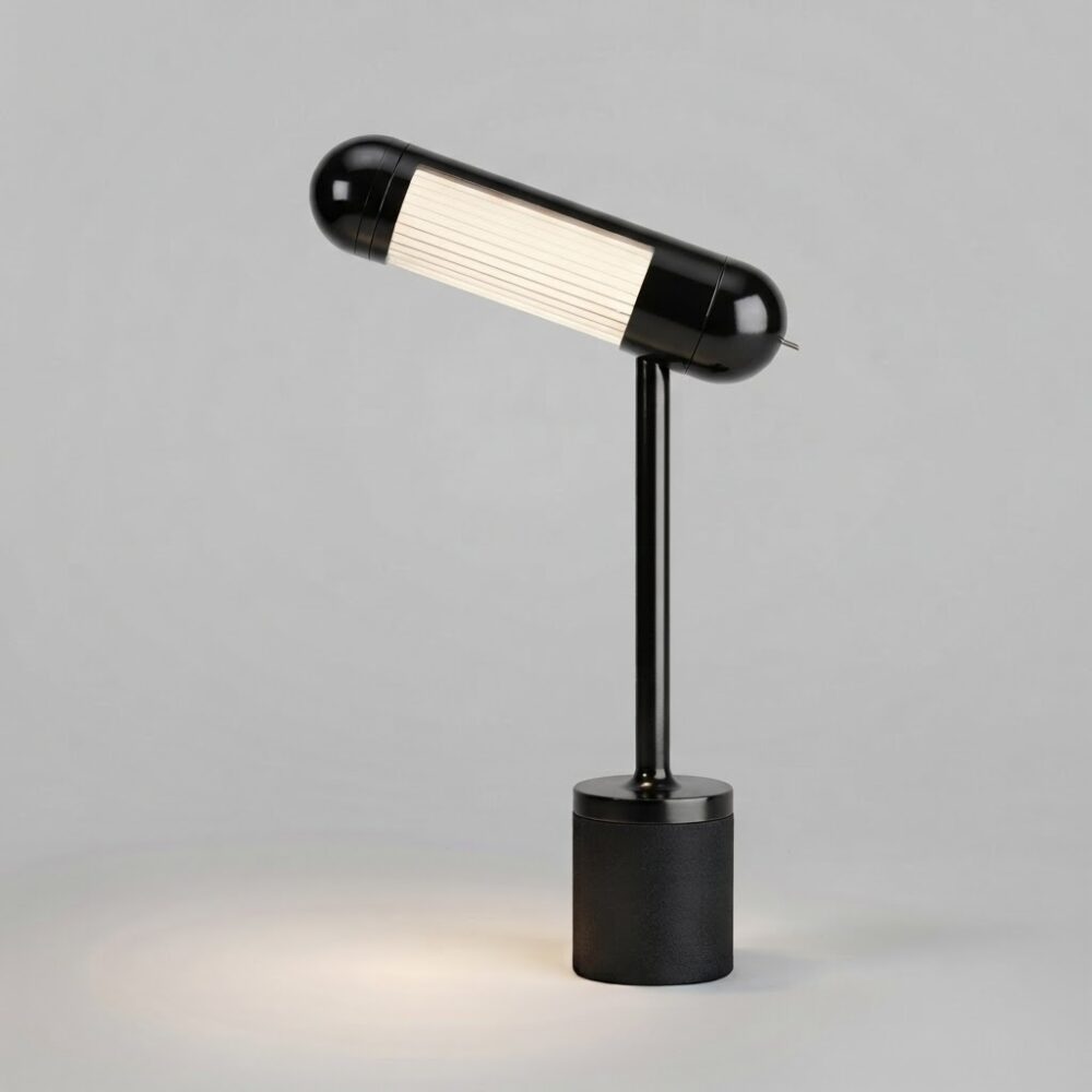 Hudson LED Desk Lamp in Gloss Black and Textured Black
