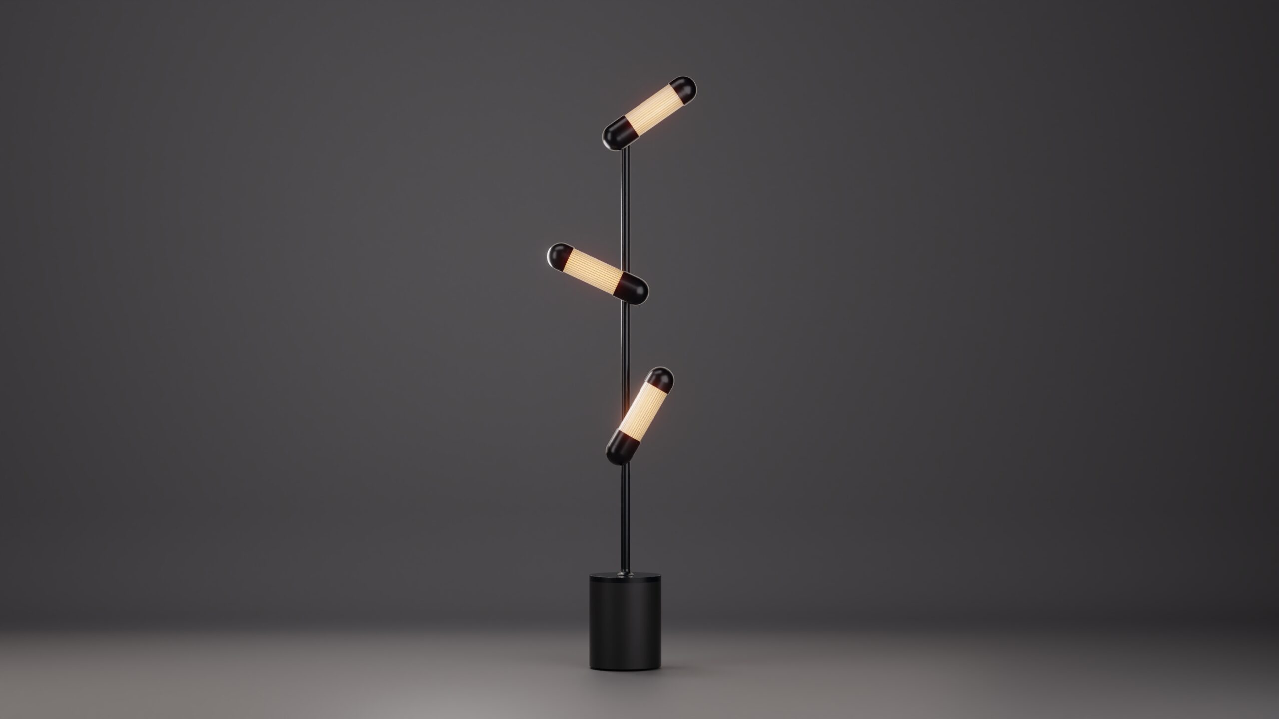 Hudson LED Floor Lamp in Gloss Black and Textured Black R&S Robertson