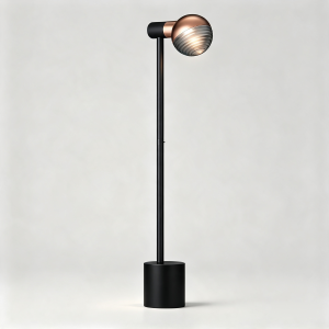 Jules Floor Lamp in Super Matt Black and Satin Copper