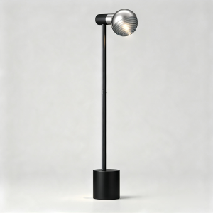 Jules Floor Lamp in Super Matt Black and Satin Nickel