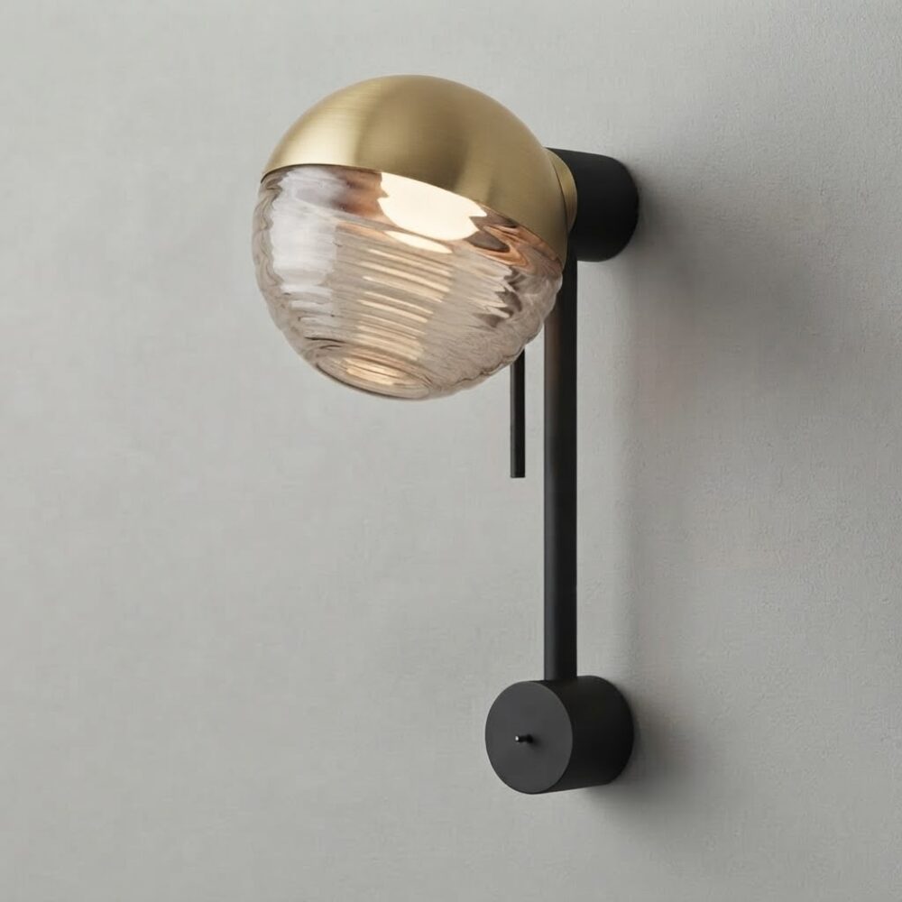 Jules Wall Light in Super Matt Black and Satin Brass