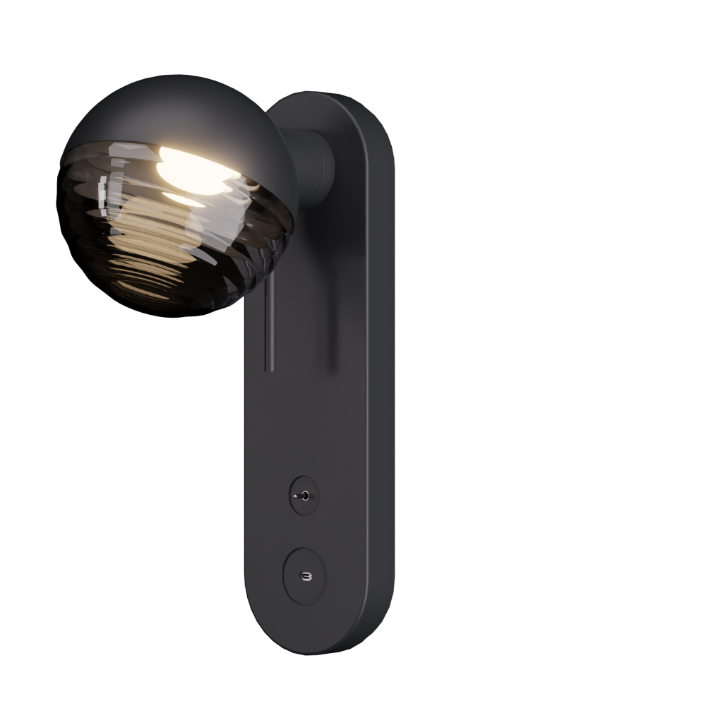 Jules Bedside Wall Light with USB-C in Super Matt Black