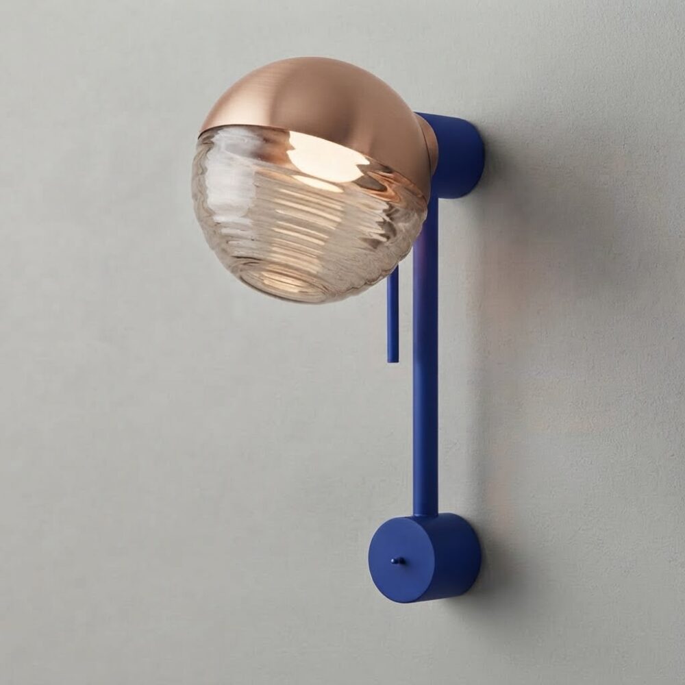 Jules Wall Light in Cobalt Blue and Satin Copper