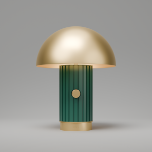 Phi Table Lamp in Moss Green and Satin Brass